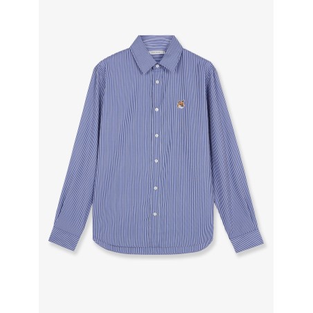 Striped cotton shirt with iconic logo patch
