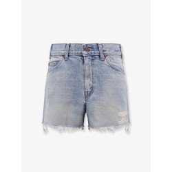 Mid-rise skate shorts with Triomphe embroidery and raw hems