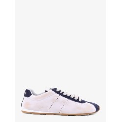 Plume leather and suede sneakers with used effect