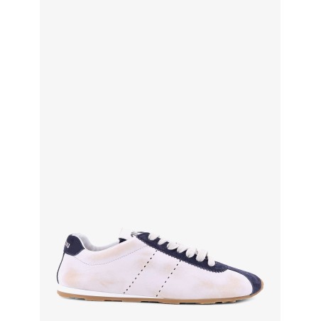 Plume leather and suede sneakers with used effect