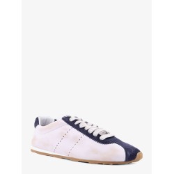 Plume leather and suede sneakers with used effect
