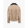 Cotton twill jacket with Intrecciato leather collar