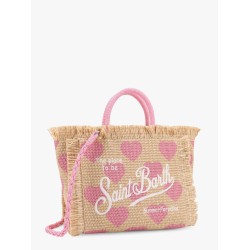 Colette Straw handbag with Hearts print