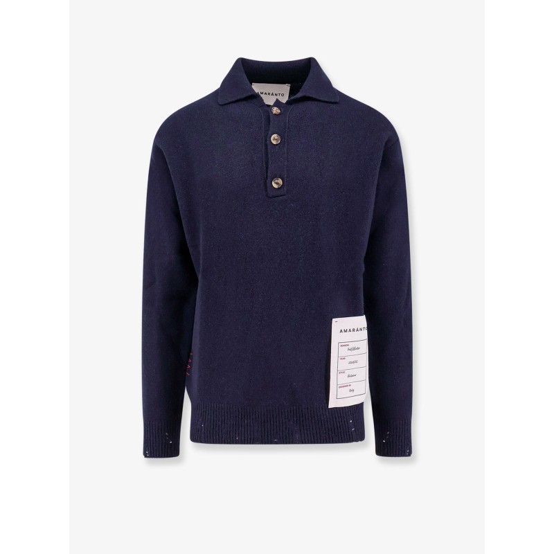 Wool and cashmere sweater with logoed label