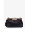 Leather clutch with metal logoed detail