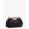 Leather clutch with metal logoed detail