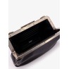 Leather clutch with metal logoed detail