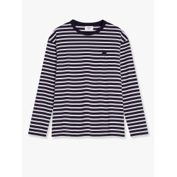 Striped cotton sweater with iconic logo patch