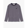 Striped cotton sweater with iconic logo patch