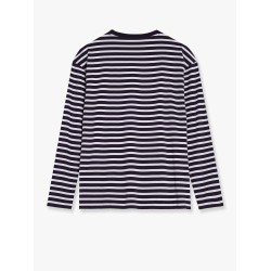 Striped cotton sweater with iconic logo patch