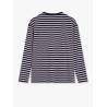 Striped cotton sweater with iconic logo patch