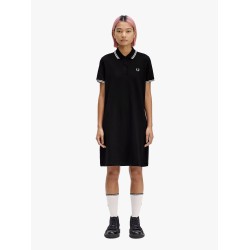 Stretch cotton polo dress with contrasting profiles