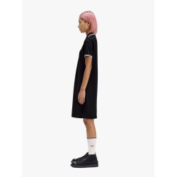 Stretch cotton polo dress with contrasting profiles