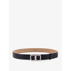 Leather belt with tod's t monogram rectangular buckle