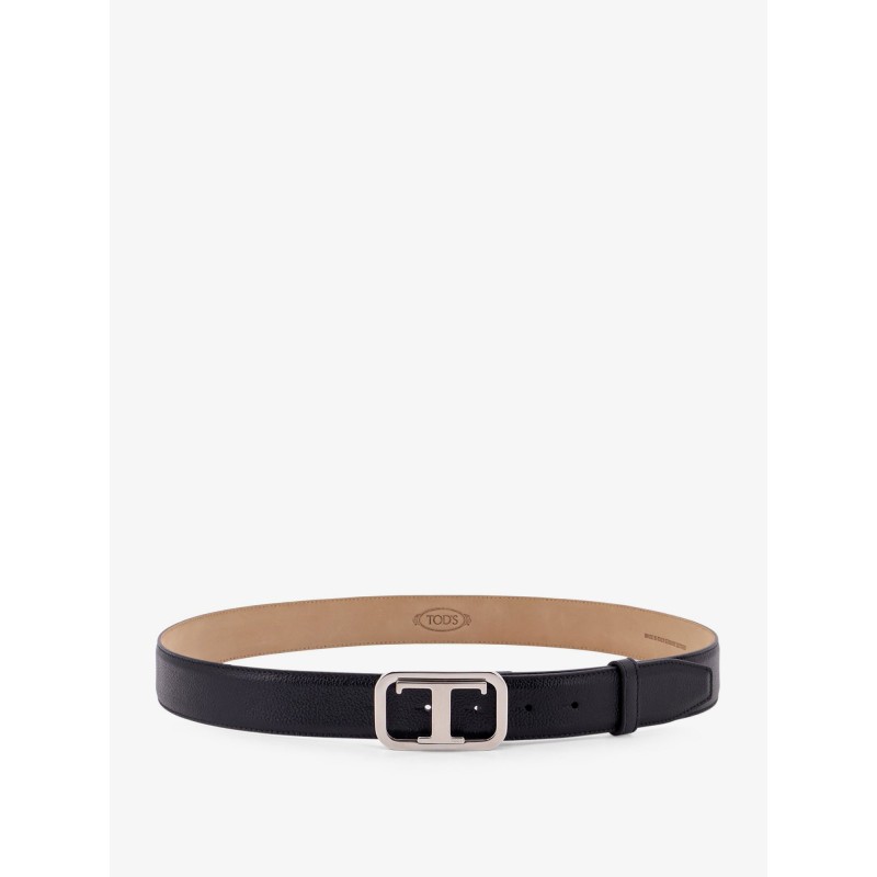 Leather belt with tod's t monogram rectangular buckle