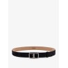 Leather belt with rectangular buckle and tod's t monogram metal detail