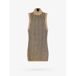 Wool blend dress with metallized effect