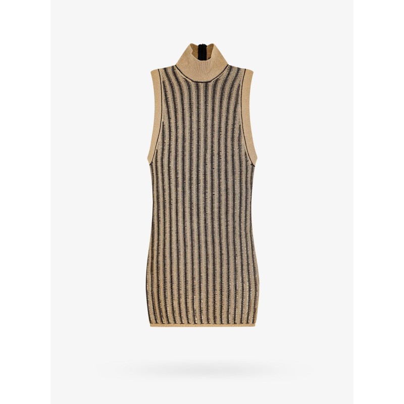Wool blend dress with metallized effect