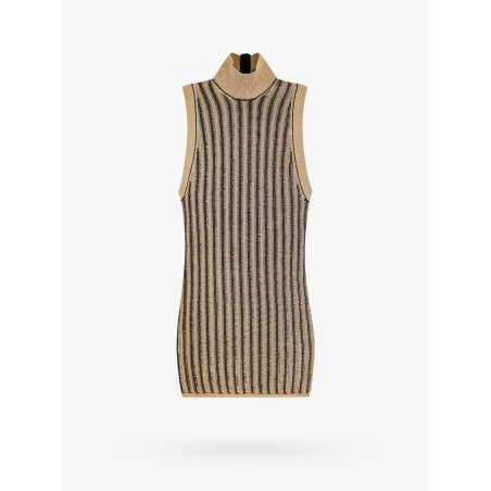 Wool blend dress with metallized effect
