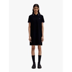 Stretch cotton polo dress with contrasting profiles