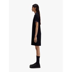 Stretch cotton polo dress with contrasting profiles