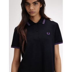 Stretch cotton polo dress with contrasting profiles