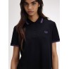 Stretch cotton polo dress with contrasting profiles