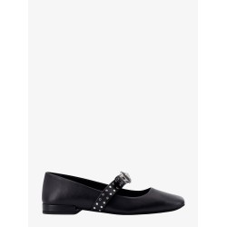 Leather ballerinas with frontal studs