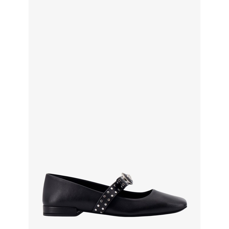 Leather ballerinas with frontal studs