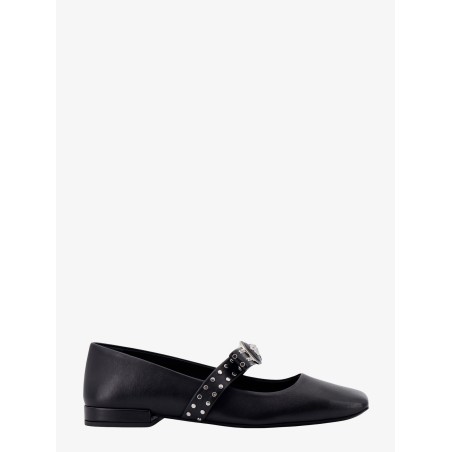 Leather ballerinas with frontal studs