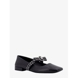 Leather ballerinas with frontal studs