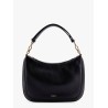 Leather shoulder bag with frontal logo