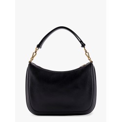 Leather shoulder bag with frontal logo