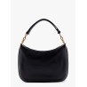 Leather shoulder bag with frontal logo