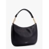 Leather shoulder bag with frontal logo