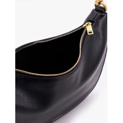 Leather shoulder bag with frontal logo