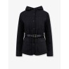 Padded and quilted recycled nylon jacket with belt at waist