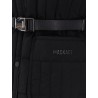 Padded and quilted recycled nylon jacket with belt at waist