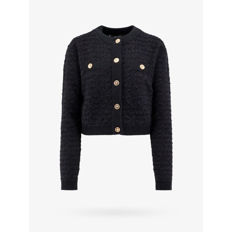 Bouclé tweed cardigan with medusa buttons