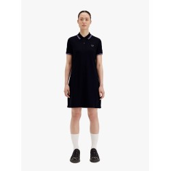 Stretch cotton polo dress with contrasting profiles