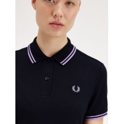 Stretch cotton polo dress with contrasting profiles