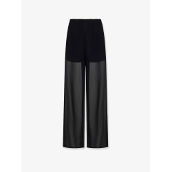 Viscose trouser with transparent effect