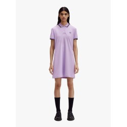 Stretch cotton polo dress with contrasting profiles