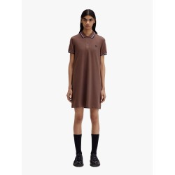 Stretch cotton polo dress with contrasting profiles