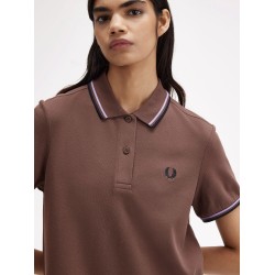 Stretch cotton polo dress with contrasting profiles