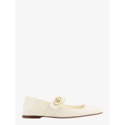 Mary-jane leather ballerinas with vlogo signature