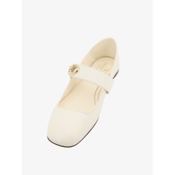 Mary-jane leather ballerinas with vlogo signature
