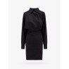 Wool blend dress with slits and buttons