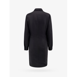 Wool blend dress with slits and buttons