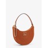 Mini hobo vlogo signature valentino garavani leather and rafia bag with metal and leather shoulder strap